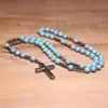 Amazonas Piedra Natural Colgante de Cruz Collar Piedra Ojo de Tigre Cruz Vesícula Biliar de Hierro Rosario para Hombres Collar Venta al por Mayor
