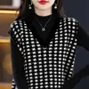 Chaleco de punto para mujer, sin mangas, cuello en V, a cuadros, con combinación de colores retro, de algodón, con efecto apilado, holgado, casual, nuevo para primavera y verano