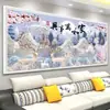 Pintura de Diamante 2025 Novo Modelo Diamante Completo Sala de Estar Ponto Cruz 5D Harmonia e Prosperidade para o Lar Alce Pavão Paisagem com Pontos de Diamante