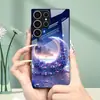Aplicable para Funda de Teléfono Samsung S26ULTRA A57 Flores Lunares S24 Funda Protectora Carcasa de Cristal Templado A07 Rosa