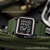 Nuevo Reloj Despertador Cuadrado Retro Deportivo Reloj Electrónico para Hombre Luminoso Impermeable Multifuncional para Exteriores de Doble Uso Reloj de Moda