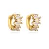 Pendientes pequeños de moda antigua australiana europea y americana chapados en cobre con circonitas geométricas en oro de 18 quilates, pendientes de lujo ligeros INS, suministro transfronterizo