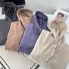 Otoño e Invierno 100kg Hermana Gorda Versátil Sudadera con Capucha Cálida Gruesa Color Puro Talla Grande Sudadera con Capucha Casual para Mujer 1226