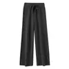 Pantalones de Punto Anchos 100% Lana Pura para Mujer Otoño e Invierno Nuevos de Cintura Alta Pantalones de Lana con Caída Rectos Casuales con Efecto Adelgazante
