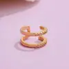 Clip para oreja de hueso caliente de doble capa transfronterizo para mujer, cobre con incrustaciones de circonita, estilo ins europeo y americano, pendientes de moda personalizados simples
