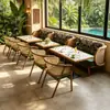 Restaurante mesas y sillas del sudeste asiático, cafetería sillas de ratán, restaurante de postres, restaurante de té temático, sofás de cabina de madera maciza, estilo vintage