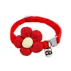 Collar de flor tejida para mascotas, collar con cascabel para gatos, collar de cuello de felpa suave y lindo para gatos, collar decorativo para perros pequeños
