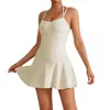 Venta al por mayor transfronteriza de ropa de yoga, vestido de tenis strapless con sensación de segunda piel, ropa de fitness reductora, minifalda deportiva para mujer, dropshipping de una pieza
