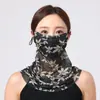 Mascarilla con protección solar integrada, velo de seda de hielo, protector de cuello, bufanda pequeña, doble uso, transpirable, lavable, estampada, elegante, estilo delgado