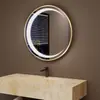 Espelho de Banheiro Redondo Inteligente Criativo Montado na Parede para Vaso Sanitário com Luz Espelho de Maquiagem LED com Sensor de Tela Sensível ao Toque