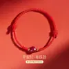 Pulsera de Cinabrio Natural, Pulsera de Arena Dorada Púrpura, Tobillera, Pulsera de Hilo Rojo con Cuentas de Frijol Rojo, Pulsera de Hilo Rojo Hecha a Mano para el Año de Nacimiento