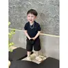 Polo de Punto Hueco para Niños Manga Corta Verano Estilo Coreano Unisex Bebé Transpirable Seda de Hielo Cuello Camisero Camiseta Top Delgado
