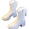 Botas de nieve de suela gruesa para mujer, nuevo estilo invierno 2026, blancas, forradas de felpa, botas de media caña engrosadas, zapatos para mujer, botas cálidas de algodón