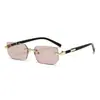 Gafas de Sol para Hombre con Borde Recortado Estilo de Negocios Europeo y Americano Transfronterizo, Gafas de Sol sin Montura de Alta Gama, Gafas de Sol con Montura Cuadrada