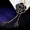 Cadena suéter estilo Chanel Camelia 2023 nuevo nicho elegante de alta gama negro rosa colgante flor collar