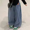 Nuevo Conjunto de Primavera y Otoño para Niñas Camiseta Básica Estilo Coreano para Bebé Jeans Casuales Pantalones de Pierna Ancha para Niñas Top para Niñas