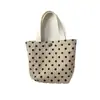 Bolso de Mano Retro de Pana con Lunares Bolso Tote para Estudiante Literario Lona Gran Capacidad Bolso para Almuerzo de Mamá Bolso para Lonchera