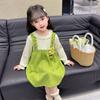 Saias para Meninas Primavera e Outono 2025 Novo Doce e Fashion Infantil Bebê Menina Primavera e Outono Vestido Moderno Duas Peças Falso