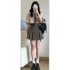 [Traje de Dos Piezas] Estilo Retro de Hong Kong Estilo Preppy Camisa de Manga Corta Rayada Superior Estilo Coreano Versátil Estudiante Bai Shihua