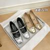 Zapatos de Ballet Elevadores de Altura 7cm con Lazo y Punta Cuadrada para Mujer 2025 Nuevo Estilo Francés Correa Única Tacón Grueso Zapatos Mary Jane