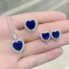 Tiktok Kuaishou Transmisión en Vivo collar con colgante de corazón de océano aretes anillo cristal azul verde rojo joya en forma de corazón traje color