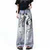 Jeans de Calle Americanos Pintados a Mano con Graffiti de Dálmata para Mujer Verano 2026 Nuevos Pantalones Rectos Casuales de Corte Holgado