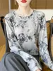 Camiseta Base Casual de Manga Larga con Cuello Redondo y Tie-Dye para Mujer Lyocell Tencel Primavera/Verano 2026 - Prueba este top versátil