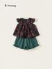 Youbao Ropa para Niños Ropa de Niña Flor Mangas Cortas de Vuelo Verano Ropa Bebé Niña Conjunto de Dos Piezas Encaje Shorts para Niños Traje para Niños