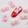 Manicura Nuevo Conejito Rosa Conejo Blanco Lindo Diamante de Resina Joyería Uña Conejito Lindo Diamante Dibujos Animados Accesorios
