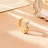 Anel Simples de Pérola de Água Doce Natural Anel Aberto Ondulado Design de Nicho Fashionável Individual Exquisito Versátil Anel de Celebridade da Internet