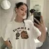 Camiseta de Manga Corta de Dibujos Animados 2026 Nuevo Estilo Diseño Oversize Estilo Americano de Nicho Top Holgado y Versátil de Media Manga Ins