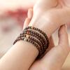 Pulseira de Sândalo Dourado para Mulheres, Pulseira Simples para Casal, Estilo Étnico com Contas Coloridas, Rosário de Círculo Único