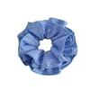 Blogger ins de Corea del Sur con tela de rayas de moda, scrunchie de intestino grueso, cuerda para coleta baja de temperamento azul refrescante para mujer