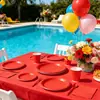 En Stock Decoración de Fiesta de Cumpleaños Temática Roja Vajilla Desechable Platos de Papel, Cuchillos, Tenedores, Cucharas, Manteles y Suministros