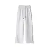 Fondo Blanco Diseño Plano Tridimensional Pantalones de Chándal Acampanados con Cremallera Dividida para Hombre Estilo Americano High Street Casual Kz032P58