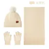 Conjunto de Tres Piezas de Gorro Bufanda Guantes Tejidos para Otoño Invierno Gorro de Lana Grueso Cálido Guantes con Pantalla Táctil para Mujer