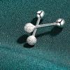 Pendientes de plata de ley 925 con hebilla de tornillo para mujer, estilo simple y frío, con cuentas esmeriladas, anticaídas, con doble cara delantera y trasera.