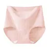 Ropa interior de jacquard repujado de talla grande de tiro alto, cómoda, transpirable, antibacteriana, con fuelle extendido, diseñada para moldear suavemente el abdomen y proporcionar un ajuste ceñido alrededor de las caderas, bragas triangulares