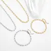En stock al por mayor cuerpo desnudo de acero inoxidable clip de papel cadena lisa para mujer collar de moda se puede apilar collar pulsera versátil