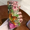 Funda de teléfono tipo acuarela estilo chino con tigre de la selva y flores, adecuada para Samsung S22 Ultra, funda de película ultrafina