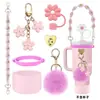 Funda de Silicona para Taza Adecuada para Funda de Taza de Agua Stanley, Cuerda Portátil, Cuerda para Taza de Agua, Tetera, Colgante de Corazón, Accesorios para Taza Térmica
