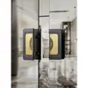 Maçaneta de Porta de Vidro com Moldura Estilo Chinês, Maçaneta de Porta Quadrada em Liga de Alumínio Preto Bronze Antigo para Quartos Privados, Hotéis, Salas de Conferência, em Estoque