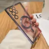 Capa de celular com padrão de CD magnético galvanizado para Samsung S24UTRA tendência S24 película para lente S23ULTRA personalidade