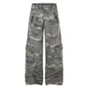 G60091 Pantalones Cargo Camuflaje de Alta Calidad Estilo Americano Unisex Vintage Resistentes con Remaches para Hombre Sueltos Casuales