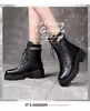 Botas Estilo Britânico Femininas 2025 Outono e Inverno Novas Estilo Coreano Veludo Acolchoado Botas Curtas Sola Grossa Versátil Botas de Neve para Mulheres