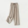 Pantalones de Acetato Primavera y Verano Sueltos Cintura Alta Adelgazantes Minimalistas Lazy Cool Pierna Ancha Casuales con Cordón para Mujer