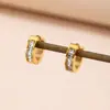 Pendientes Sencillos de Acero de Titanio Incrustados con Diamantes Pendientes Coreanos Transfronterizos Joyería de Acero Inoxidable Pendientes Perforados para Mujer