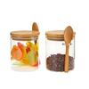 Frasco de Vidrio Redondo para Almacenar con Cuchara, Frasco para Condimentos, Frasco Sellado para el Hogar, Botella de Vidrio para Almacenar Frijoles y Frutas Secas