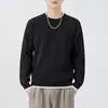 Suéter de lana sintética para otoño e invierno para hombre, capa base simple y versátil, cuello redondo, mangas largas, sudadera de punto de alta gama, prenda superior para hombre