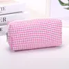 Bolsa de Maquiagem Xadrez Estilo Coreano Bolsa Simples de Armazenamento em Grade Organizador de Maquiagem Portátil Estojo de Lápis para Material Escolar Estudante logo